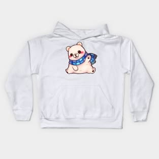 Waving Polar Bear Kids Hoodie